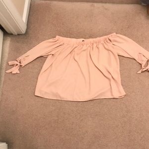 Off the shoulder light pink top